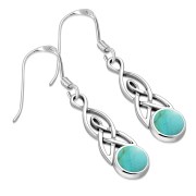 Turquoise Celtic Trinity Knot Silver Earrings - e381h